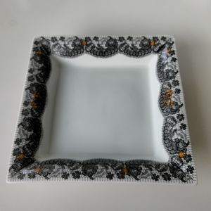 Georges Boyer Marcel Rochas Limoges France Black Lace Pattern Plate 6" x 6"